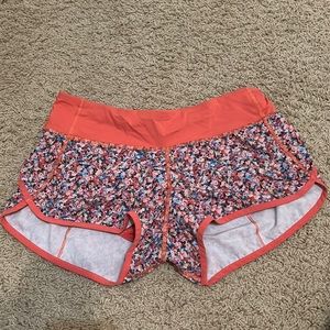 lululemon athletica Floral Athletic Shorts - Coral and Multicolor